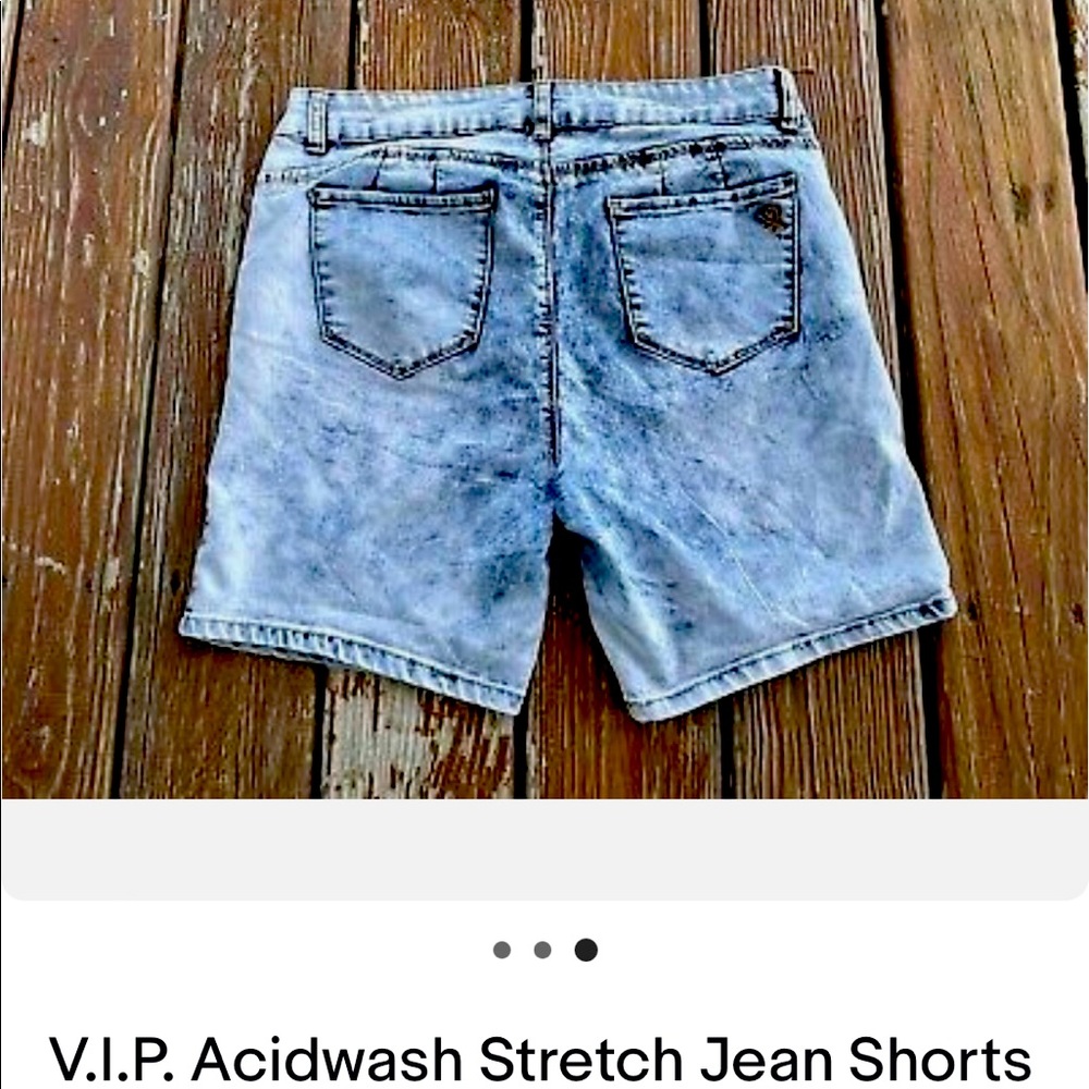 VIP Acidwash Stretch Jean Shorts, Size 15/16
